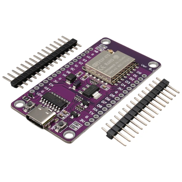 ESP-07S Tabanlı Nodemcu V3 Mor Geliştirme Kartı Harici Anten Girişli Ve USB-C Bağlantılı ürün görseli 1
