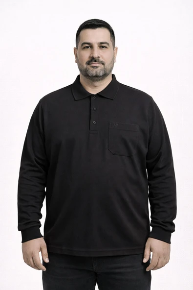 Simenti Büyük Beden Erkek Polo Yaka Sweatshirt - 7565 ürün görseli 1