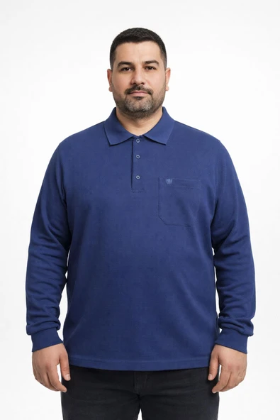 Simenti Büyük Beden Erkek Polo Yaka Sweatshirt - 7564 ürün görseli 1