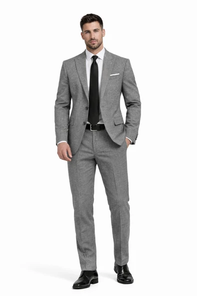 Erkek Silim Fit Yelekli Çift Yırtmaçlı Takım Elbise BGL-ST05329 ürün görseli 1