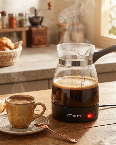 Elektrikli Cam Kahve Makinesi 650W 0.5 Litre Kapasiteli Türk Kahvesi Makinesi ürün görseli 1
