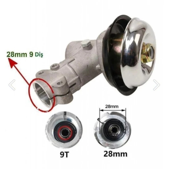 MOTORLU Tırpan Redüktör Dişli Grubu 28 Mm 9 Diş Çin Grupları İçin Uyumludur. ürün görseli 1