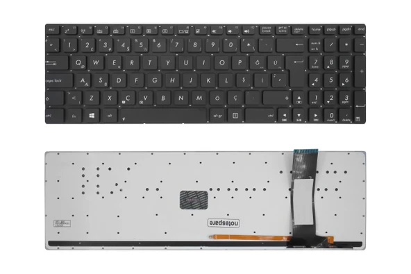 Asus Uyumlu ROG G56J, G56JK, G56JR, GL550J, N550J, N550L Klavye TR Işıklı Siyah ürün görseli 1