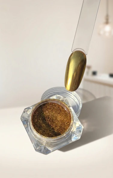 Gold Tırnak Krom Tozu Aplikatörlü Krom İnci Tozu Metalik Altın WN-103 ürün görseli 1