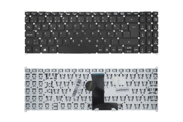 Acer Uyumlu Extensa 15 EX215-21-43BR, 15 EX215-21-47P5, 15 EX215-21-61F0 Klavye TR Siyah ürün görseli 1