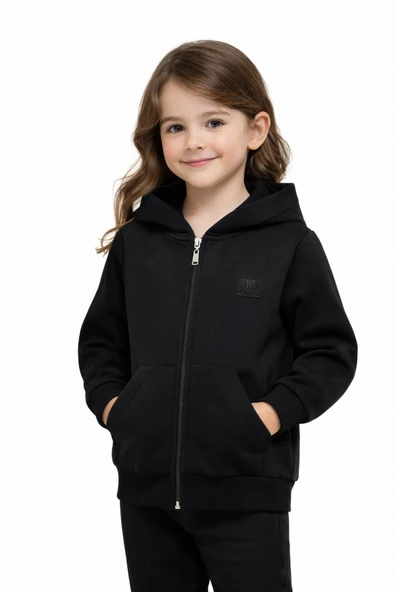 Kız Çocuk Fermuarlı Kapüşonlu Sweatshirt BGL-ST05277 ürün görseli 1