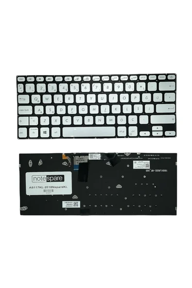 ASUS Uyumlu VivoBook S14 S430UA-EB062T, S14 S430UA-EB065T Işıklı Klavye Gümüş Gri TR ürün görseli 1