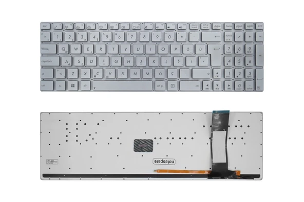 ASUS Uyumlu N550LF-CN037H, N550LF-CN065H, N550LF-CN137H Klavye TR Işıklı Gümüş Gri ürün görseli 1