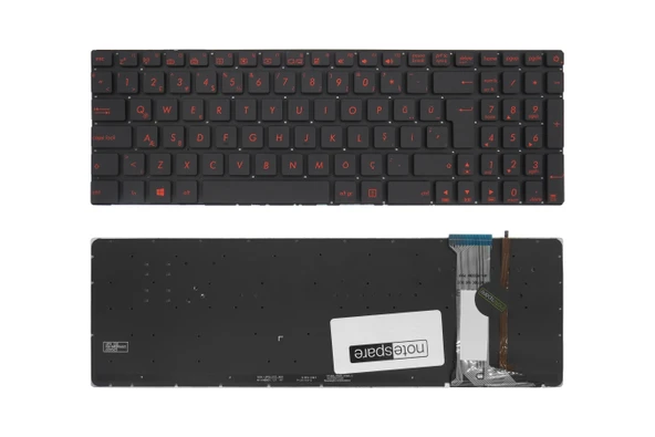 ASUS Uyumlu VivoBook Pro N752VX-GC106D, N752VX-GC164T Klavye TR Işıklı Siyah ürün görseli 1