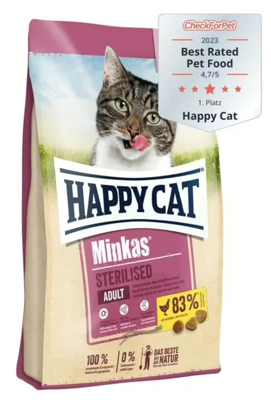 Happy Cat Minkas Sterilised Tavuklu Kısırlaştırılmış Kedi Maması 10kg ürün görseli 1