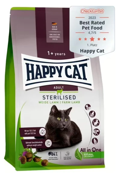 Happy Cat Weide Lamm Kuzu Etli Kısırlaştırılmış Kedi Maması 4 Kg ürün görseli 1