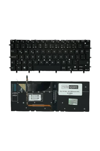 Dell ile Uyumlu XPS 9350, XPS 9360, XPS 9550, XPS 9560 Notebook Klavye Işıklı Siyah TR ürün görseli 1