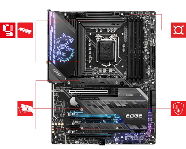 MSI MPG Z590 Gaming Edge Wifi 3220 Ddr4 LGA1200 M2X2 Usb3.2x5 Anakart ürün görseli 1