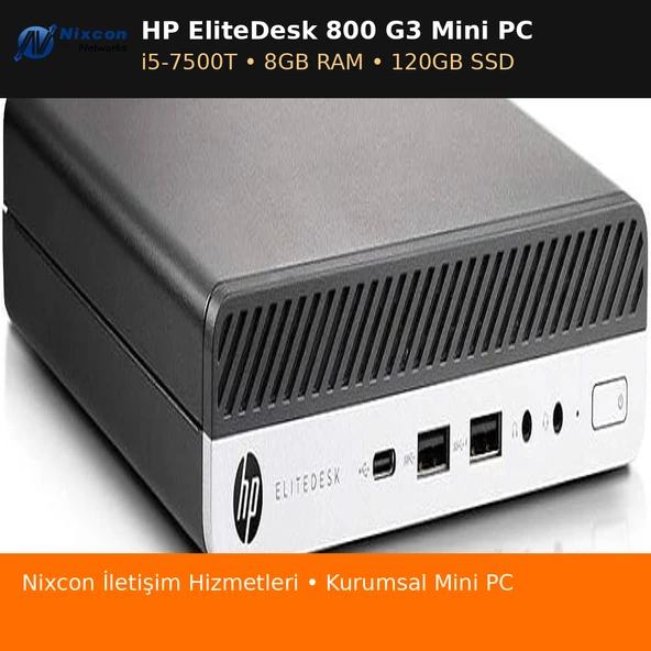 Yenilenmiş HP EliteDesk 800 G3 Mini PC i5-7500T 8GB DDR4 2400MHz RAM 120GB SSD WiFi Bluetooth ürün görseli 1
