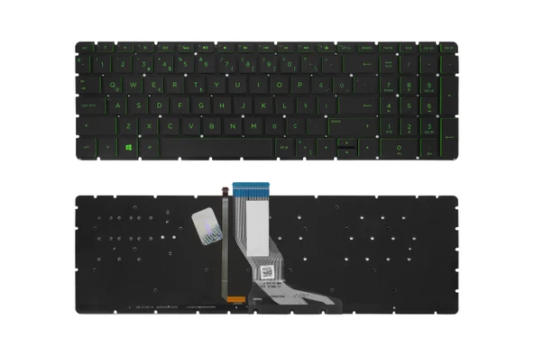 HP Uyumlu 15-bs042nt (2QJ01EA), 15-bs043nt (2QJ02EA) Klavye TR Siyah - Yeşil Işıklı ürün görseli 1