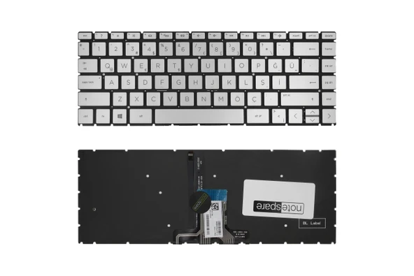 HP Uyumlu 240 G6 (4BD06EA), 240 G6 (4BD28EA), 240 G6 (4BD29EA) Klavye TR Işıklı Gümüş Gri ürün görseli 1