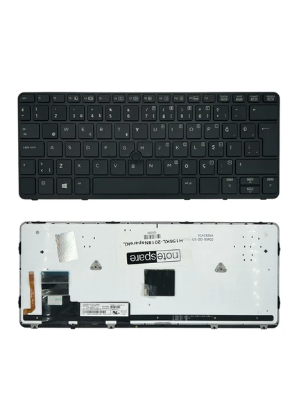 Hp Uyumlu EliteBook 820 G2 (N3E75EC), 820 G2 (N3E77EC), 820 G2 (N3E80EC) Işıklı Klavye Siyah TR ürün görseli 1