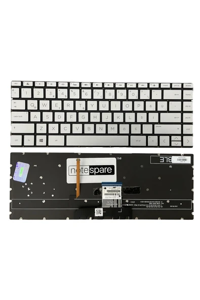 Hp ile Uyumlu Envy 13-Aq1001Nt (8Kh53Ea), 13-Aq1002Nt (8Kj01Ea) Klavye Işıklı Gümüş Gri TR ürün görseli 1