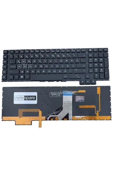 Hp ile Uyumlu Omen 17-AN108NT (4MS64EA), 17-AN109NT (5QU81EA) Notebook Klavye RGB Işıklı Siyah TR ürün görseli 1