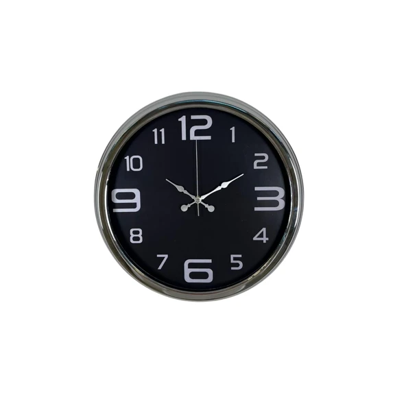 Krom Sade 40 Cm Metal Duvar Saati - Resim 3