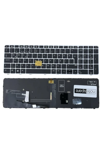 Hp Uyumlu EliteBook 850 G3 (Y9B53EC), 850 G3 (Z0J38EC) Işıklı Klavye Siyah TR Gümüş Çerçeveli ürün görseli 1