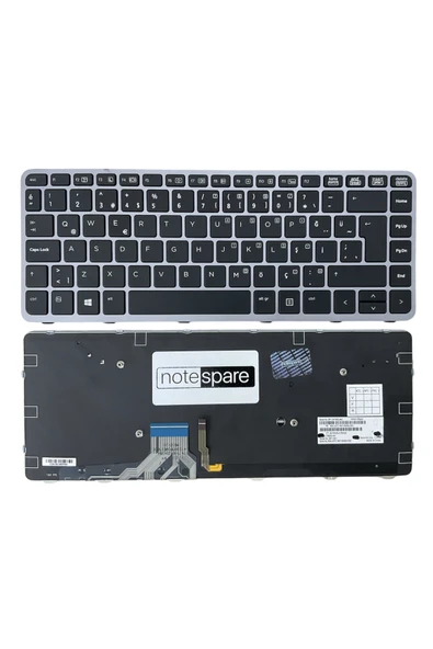 Hp ile Uyumlu EliteBook Folio 1040 G1 (L9V10UC) Klavye Işıklı Siyah TR Gümüş Çerçeveli Büyük Enter ürün görseli 1