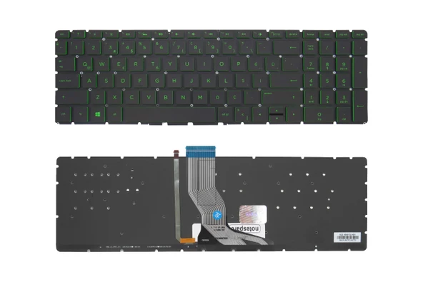 HP Uyumlu Pavilion 15-bc303nt (2PK40EA), 15-bc412nt (6EP37EA) Klavye TR Işıklı Yeşil Tuşlu - Küçük Enter ürün görseli 1