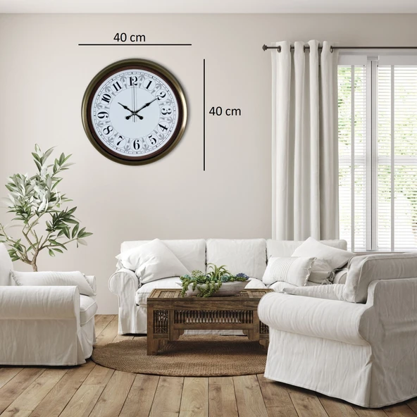 Eskitme Motifli 40 Cm Metal Duvar Saati ürün görseli 1