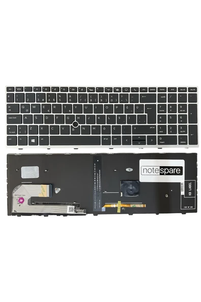 Hp Uyumlu Elitebook 850 G6 (241Z0EC), 850 G6 (25X91UP) Işıklı Klavye Siyah TR Gümüş Çerçeveli ürün görseli 1