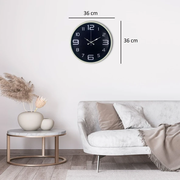 Krem Standart 36 Cm Duvar Saati - Resim 4