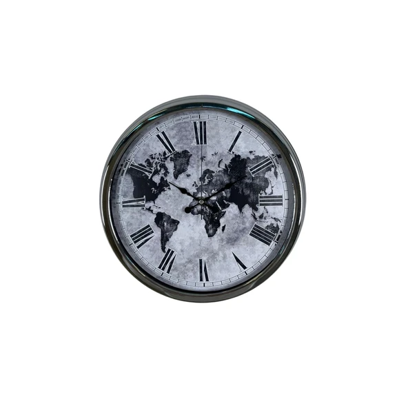 Global Silver 40 Cm Metal Duvar Saati - Resim 3