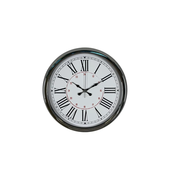 Silver Elegance 40 Cm Krom Metal Duvar Saati - Resim 3
