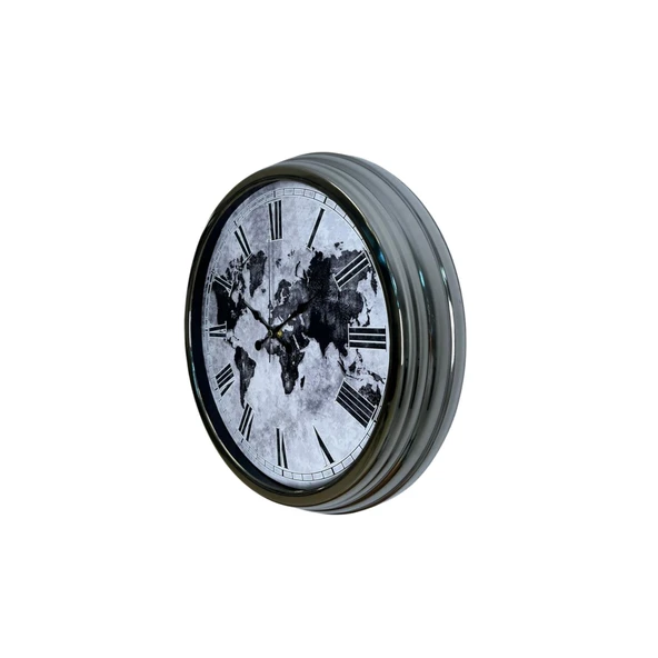 Global Silver 40 Cm Metal Duvar Saati - Resim 2