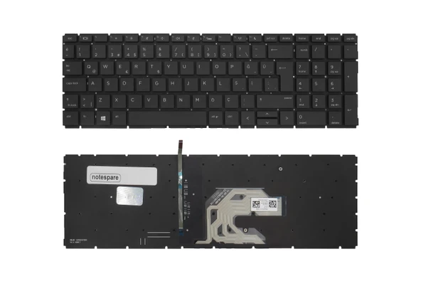 HP Uyumlu ProBook 450 G7 (14Z31EA), 450 G7 (14Z32EA) Klavye TR Işıklı Siyah ürün görseli 1