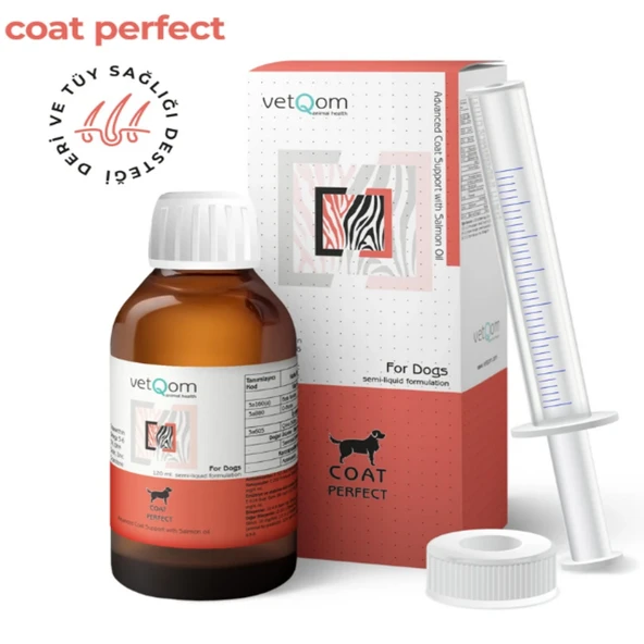vetqom Köpek Coat Perfect Tüy Dökülme Önleyici Sıvı Vitamin 120 ml ürün görseli 1