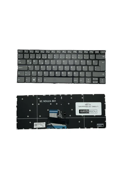 Lenovo ile Uyumlu IdeaPad 720S-14IKB 80XC, 720S-14IKB 80XC000VTX Notebook Klavye Işıklı Füme TR ürün görseli 1