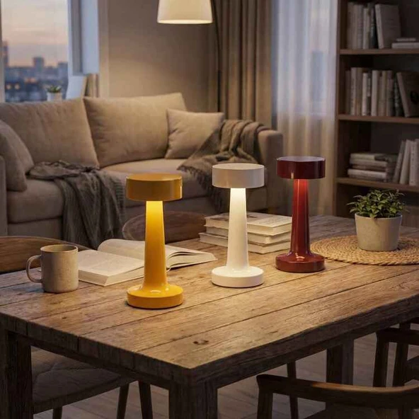 AVEC AV-332 Masa Lambası Dokunmatik Dimmerli 24 LED Sarı Beyaz Gün Işığı USB Şarjlı Modern Taşınabilir Dekoratif Lamba ürün görseli 1