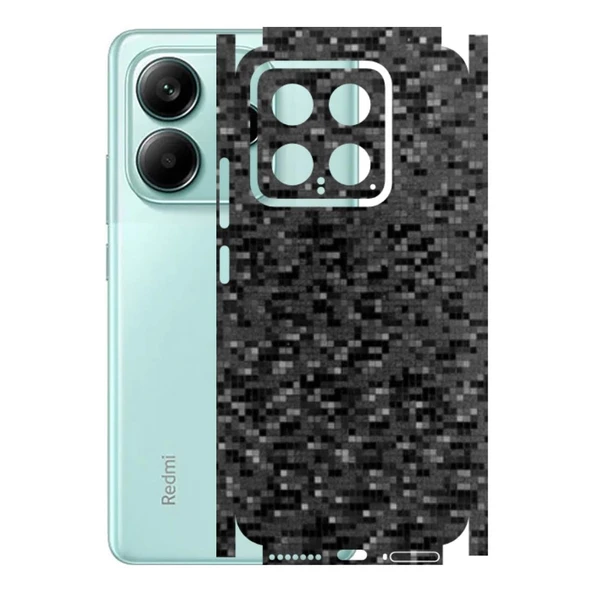 Xiaomi 14 ile Uyumlu 360 Arka Kaplama   Pixel Desenli Siyah ürün görseli 1