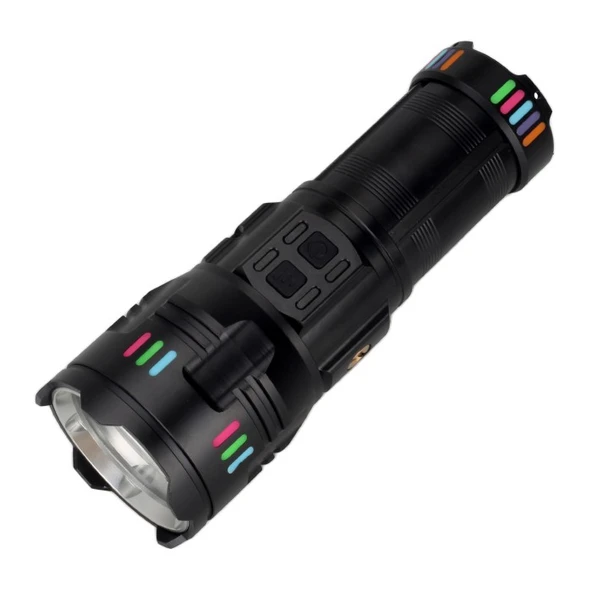 PANTHER PT-4117 USB Şarjlı El Feneri 50W 6000 Lumen Lazer & Led Zoom Dimmer Powerbank Tripod Uyumlu Renkli Lensler ürün görseli 1