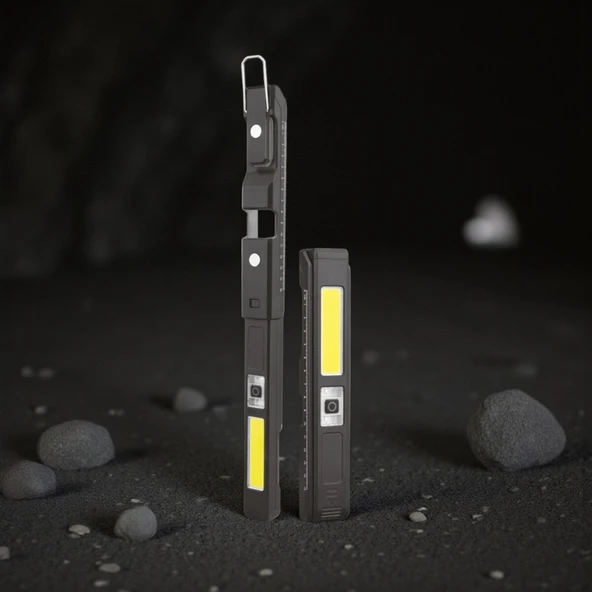 PANTHER PT-922 USB Şarjlı El Feneri 3W Ön Led 2W COB Led Kırmızı/Mavi Flaşör 600 Lumen Metal Askı Mıknatıslı Taşınabilir ürün görseli 1