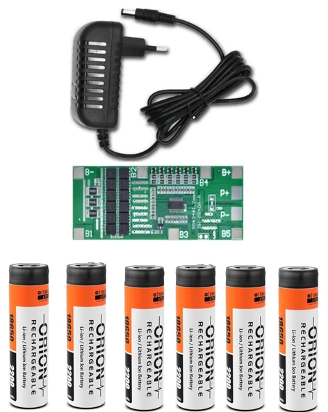 6 Adet Orion Li-ion Şarjlı Pil, 6S 40A BMS. ve 6S Li-ion şarj uyumlu 25.2V 1A Adaptör ürün görseli 1