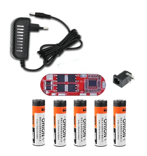 5 Adet Aspilsan Li-ion Pil, 5S 25A BMS, 21 Volt 1 Amper Adaptör ve 5,5x2,5 Dişi Soket ürün görseli 1