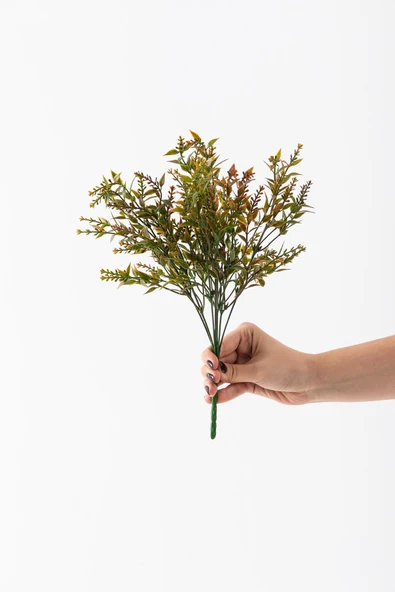 Yapay Zeytin Çiçeği Demet Yeşil Turuncu 35 Cm 5 Dal ürün görseli 1
