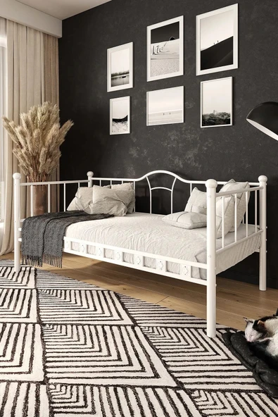 EFON Kamelya Metal Karyola Sedir Beyaz 90x200cm ürün görseli 1