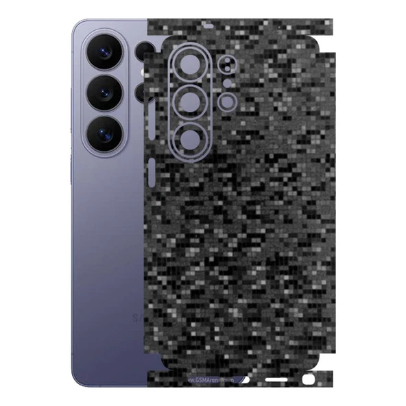 Samsung Galaxy S26 Ultra ile Uyumlu 360 Arka Kaplama   Pixel Desenli Siyah ürün görseli 1