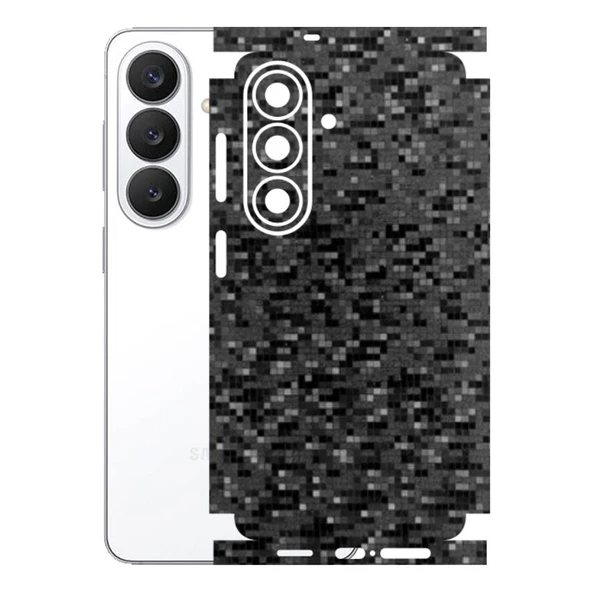 Samsung Galaxy S26 ile Uyumlu 360 Arka Kaplama   Pixel Desenli Siyah ürün görseli 1