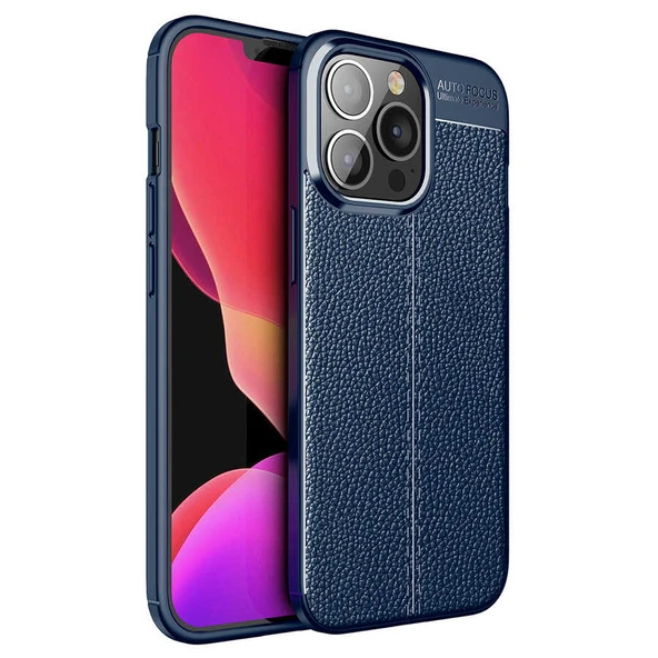 iPhone 13 Pro Kılıf Deri Desenli Kamera Korumalı Silikon ürün görseli 1