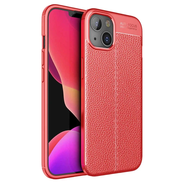 iPhone 13 Kılıf Deri Desenli Kamera Korumalı Silikon ürün görseli 1