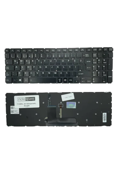 Toshiba Uyumlu Satellite L50-B-12W, L50-B-132, L50-B-133, L50-B-134 Klavye TR Işıklı Siyah ürün görseli 1