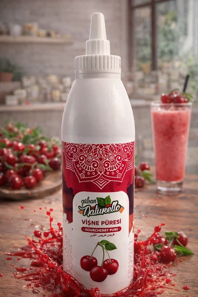 Naturello Vişne Püresi 1000 ml – Waffle, Pancake, Cheesecake, Dondurma ve İçecek Sosu ürün görseli 1